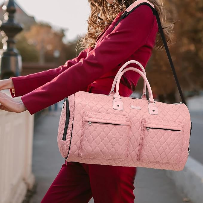 Womens Convertible Garment Bags for Travel, Modoker Waterproof Carry On Garment Bag Garment Duffel Bag - 2 in 1 Hanging Suitcase Suit Travel Luggage Bag, Pink - Image 2