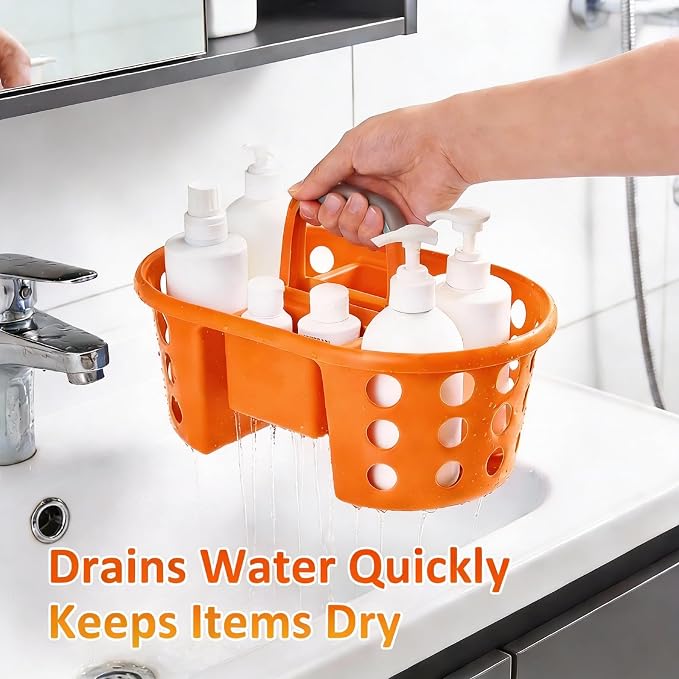 SIMPLYKLEEN Large Shower Caddy Portable 2PC - Made in USA Plastic Jumbo Size Dorm Storage Candy Tote with Handle Shower Organizer for Bathroom, Pantry, Kitchen, College Dorm, Orange/Purple - Image 9