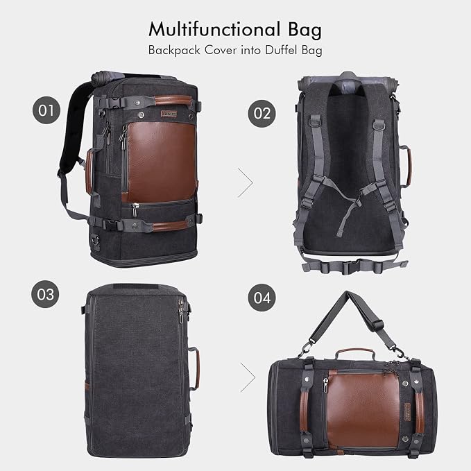 WITZMAN Travel Backpack for Men Carry on Luggage Backpack Duffel bag with Shoe Compartment Toiletry Bag Hanging Dopp Kit Organizer Water-resistant - Image 3