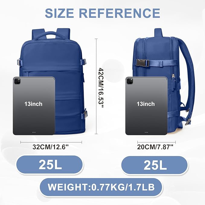 coowoz Travel Backpack for Women Men,Carry On Backpack,Hiking Backpack Outdoor Sports Rucksack Casual Daypack Travel Essentials Royal Blue - Image 4