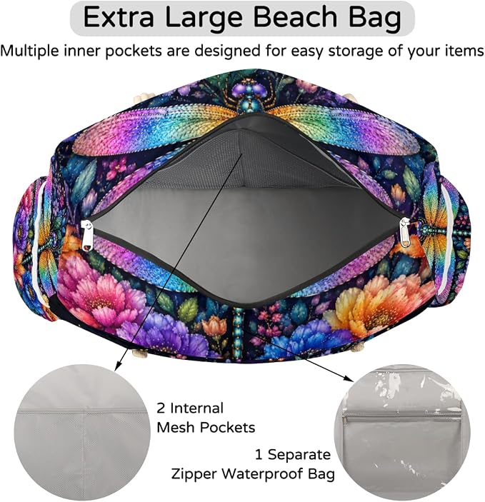 Large Beach Bag with Zipper Beach Bags for Women Water Resistant Swim Pool Bag - Image 7