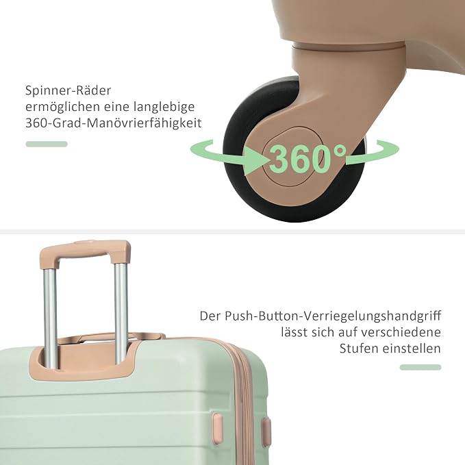 Merax 3 Piece ABS Hardshell Luggage Sets Spinner Wheel Suitcase - Image 5