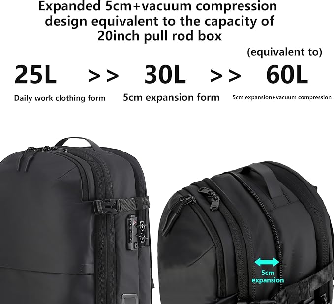 LIGHTGO] Travel-friendly Vacuum Packing Backpack with Built-in Air Pump, Portable Compression Cube, TSA-approved Lock, and Waterproof for College Students and Family Trips. - Image 5