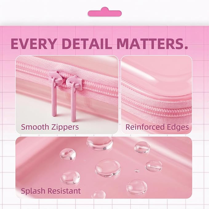 CoiiJoii 3PCS Large Clear Hard Shell Zippered Case, Diaper Bag Organizing Pouches, Waterproof Cosmetic Bag, Kid's Toy Storage Organizer Bins, Pencil Case. - Image 7
