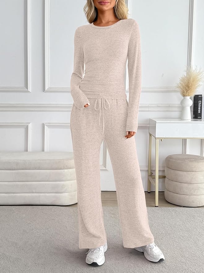 LILLUSORY Womens 2 Piece Matching Lounge Sets 2026 Fall Fashion Outfits | Long Sleeve Top & Drawstring Wide Leg Pants with Pockets, Workout Gym Comfort Sweat Suit, Travel Airport Vacation Clothing - Image 6