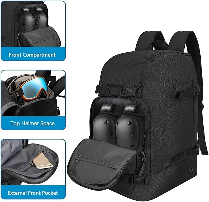 WOLT Ski Boot Bag Backpack - 50L Snowboard Boot Bag for Air Travel for Snow Boots, Ski Helmet, Gloves, Goggles, Skiing Gear - Image 4
