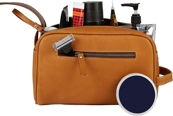 KomalC Travel Toiletry Bag – Premium Leather Dopp Kit for Men & Women with Water-Resistant Lining & Spacious Zippered Organizer - Image 2
