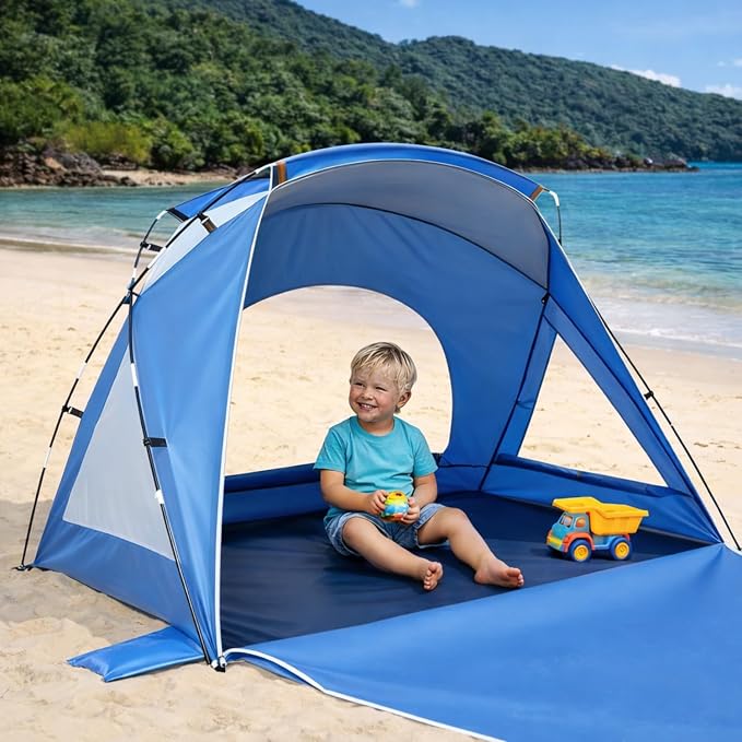 Beach Tent, Portable Sun Shelter for 2/3/4/6-8 Person with UPF 50+ UV Protection, Easy Setup Waterproof Beach Shade Canopy Cabana for Family Outdoor and Picnics, Fishing with Carrying Bag by Etto