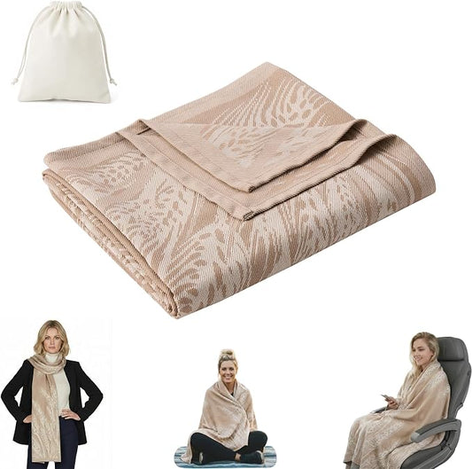 Travel Blanket Airplane - Ultra Soft & Lightweight Knit Design Compact Airplane Blanket,53x72 Inch,Stylish Travel Shawl Wraps for Flights,Office,Home Use,Travel Essentials & Gifts by ECONVCE