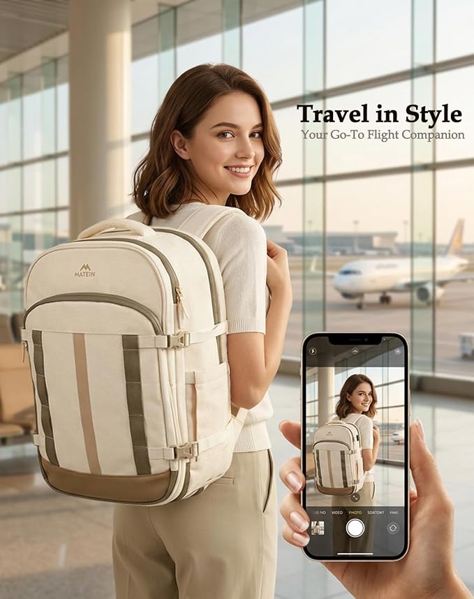 MATEIN HER 18x14x8 Personal Item Backpack with Luggage Tag & Rain Cover | Waterproof, Women Travel Backpack for Frontier Airline, Lightweight, TSA Approved Underseat Bag, Fit 17.3" Laptops, 2 Pcs Set - Image 9