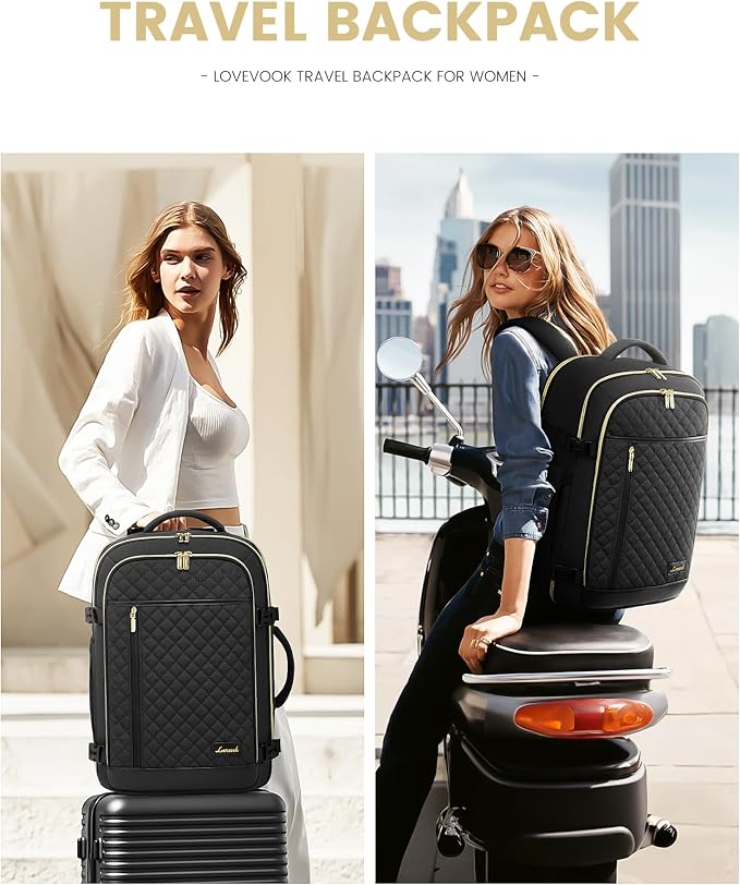 LOVEVOOK Large Travel Backpack for Women, 40L Carry on Backpack for Airplanes,TSA Personal Item Travel Bag fits 17" Laptop,Travel Essentials Carry On Bag Flight Approved with 3 Packing Cubes - Image 6