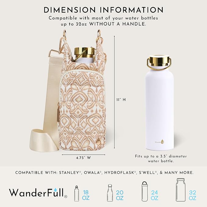 WanderFull® Original HydroBag®, Fits Up to 32 oz Water Bottle Holder with Strap, Gift for Women, Hands-Free Crossbody, Water Bottle Carrier Bag with Phone Pocket - Image 4