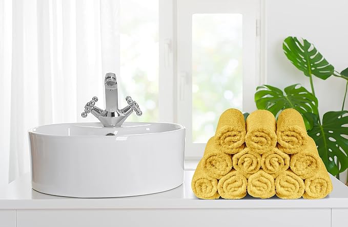 100% Cotton Washcloths 60 Pack (12x12 Inches) Soft, Highly Absorbent Washcloth, Face Towels, Wash Cloths for Face, Ring Spun, Bulk Pack (Yellow) - Image 2
