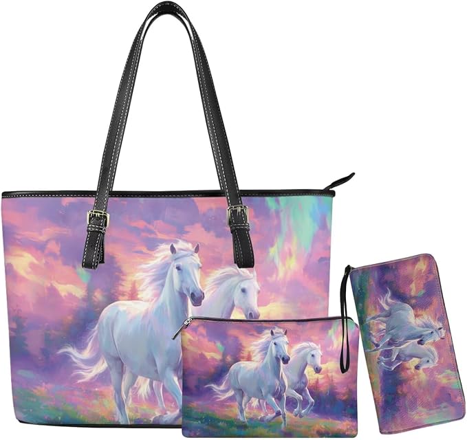Women Purse Handbags Wallet Sets Leather Shoulder Tote Bag for Women,Top Handle Purse with Wrist Wallet Bag by Unknown