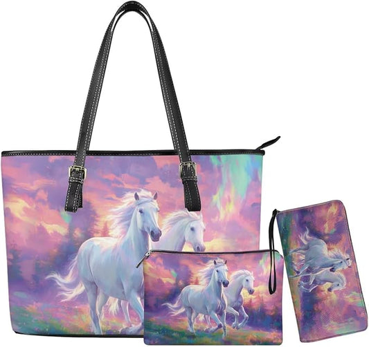 Women Purse Handbags Wallet Sets Leather Shoulder Tote Bag for Women,Top Handle Purse with Wrist Wallet Bag by Unknown