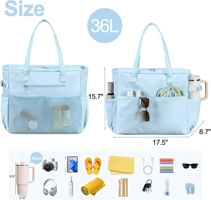 Bluboon Waterproof Beach Tote Pool Bags for Women Ladies Extra Large Carry On Bag With Wet Compartment for Weekender Travel - Image 5