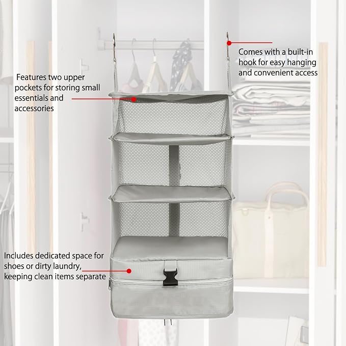 TABITORA Portable Hanging Travel Shelves Bag Packing Cube Organizer Suitcase Storage Large Capacity - Image 4