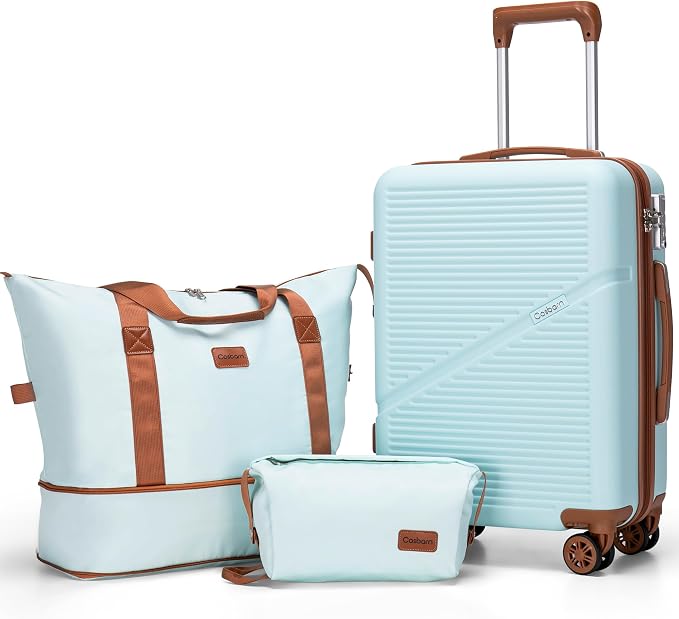 Cosbarn Carry On Luggage Set 22x14x9 Airline Approved, 3 Piece 20 Inch Lightweight ABS Hardside Suitcases with Wheels and TSA Lock, Durable Waterproof Travel Suitcase for Men Women by Cosbarn