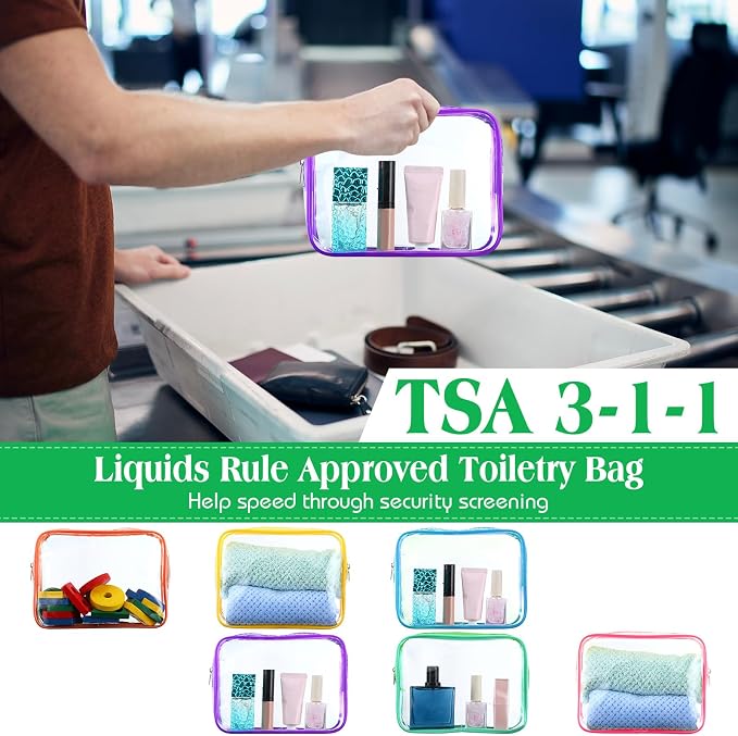 60 Pcs Clear Makeup Bags Bulk Travel Toiletry Bag 7 x 5.5 x 1.6 Inch PVC Zipper Pouch Waterproof Plastic Cosmetic Case Portable Organizer for Women Summer Bathroom (Bright Color) - Image 3