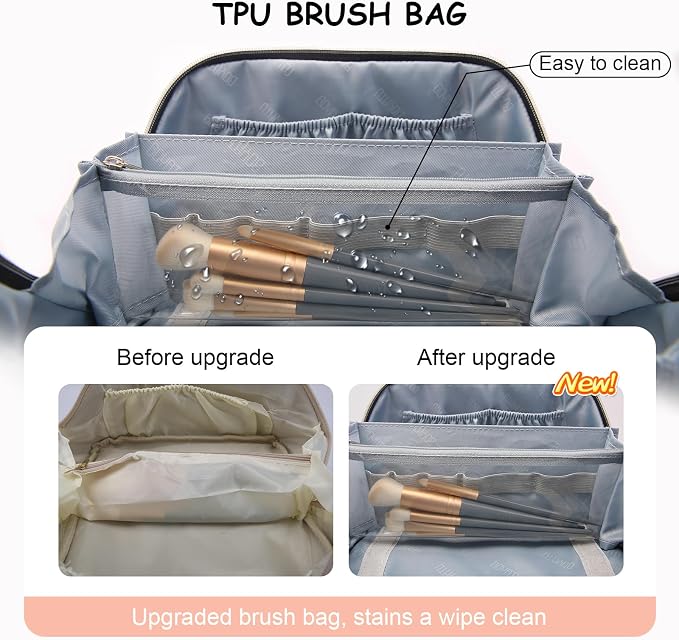 BOYATU Travel Makeup Bag Organizer Cosmetic Bag: 3 Pcs Set Make up Bags for Women with Handle - Waterproof Vegan Leather Toiletry Bags Travel Essentials Pouch with Compartments (C-05-Pink) - Image 5