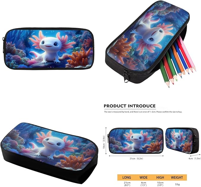 Axolotl Backpack and Lunch Box for Girls 6-8 Ocean Bookbag for 3rd Grade Under the Sea Book Bag Lunchbox Pencil Case Watter Bottle Holder 4PCS Kids Back to School Elementary Schoolbag Set - Image 6