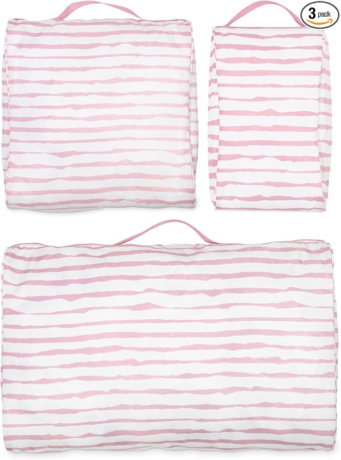 kate spade new york Packing Cube Set of 3, Goddess Stripe | Pack of Luggage Organizers in 3 Sizes with Mesh Windows, Zipper Closures, and Carry Handles for Travel by Unknown
