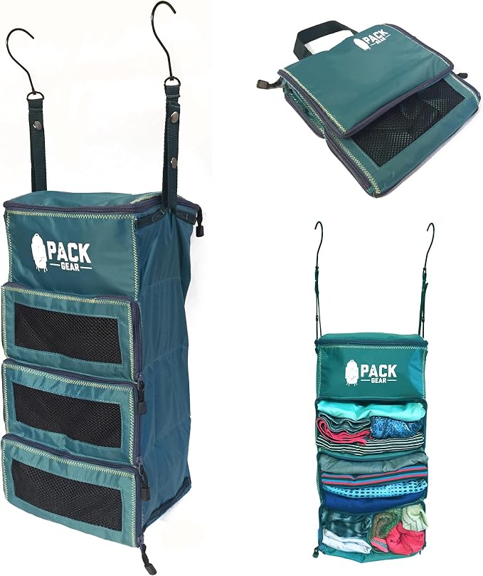 Pack Gear Hanging Carry-On Organizer - Our Standard Hanging Luggage Organizer Fits Any Carry On - Our Packing Cubes For Travel Use Mesh Windows to Make Finding Clothes Easy (Green, S) by PackGear