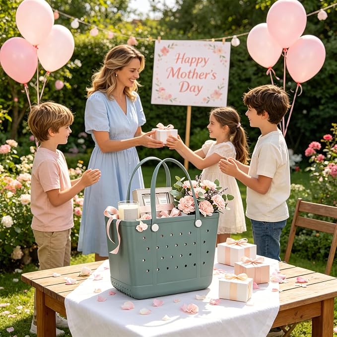 Beach Bag X Large Rubber Tote Bag, Waterproof Washable Open for Women Croc Bag Hand Bag for Beach Pool Yoga - Image 3