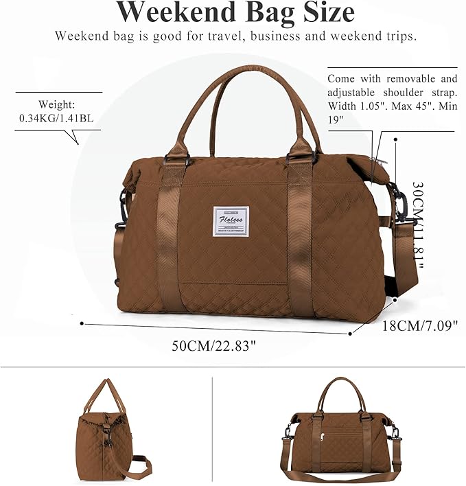 Travel Duffel Bag, Carry On Overnight Weekender Bags for Women | Travel Bag with Wet Pocket & Trolley Sleeve, For Spirit Airlines 18x14x8 Personal Item Bag - Image 4