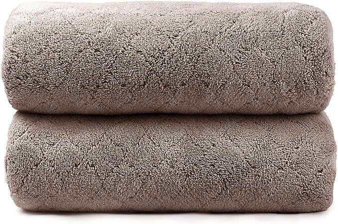 JML Microfiber Bath Towels, Oversized, Ultra Soft, Super Absorbent and Fast Drying, No Fading Large Bathroom Towel Set for Sport, Travel, Fitness (Coral Fleece - Chocolate, 30 in x 60 in) - Image 2