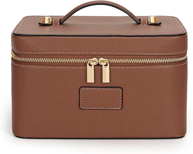 HiTotes Makeup Bag Large Vanity Case for Women Travel Cosmetic Bag Makeup Case Organizer Leather Travel Toiletry Bag by HiTotes