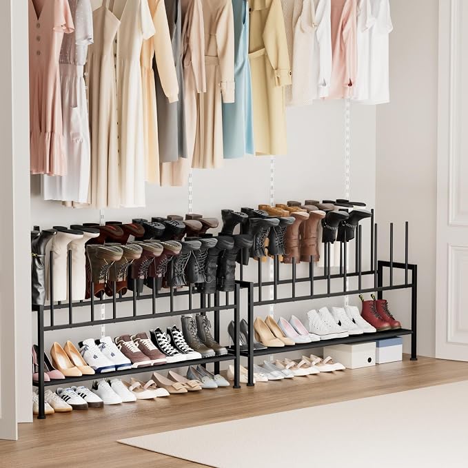 DIMJ Boot Rack 3-Tier - Black Metal Boot Storage Rack for Tall Boots Organizer Tall Boots, Shoe Rack for Boots, Sneakers, High-Heel, Entryway, Fit for 10 Pairs, Black - Image 6
