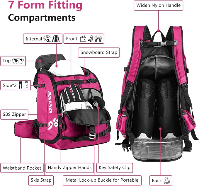 MORXPLOR Ski Boot Bag - 65L Padded, Waterproof Ski Travel Backpack for Gear & Accessories - Image 5
