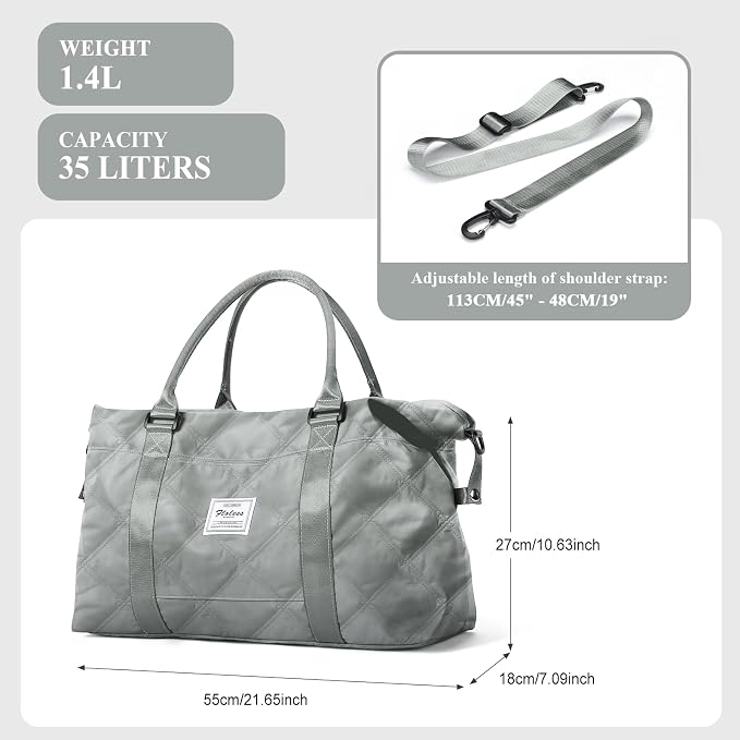 Travel Duffel Bag, Carry On Overnight Weekender Bags for Women | Travel Bag with Wet Pocket & Trolley Sleeve, For Spirit Airlines 18x14x8 Personal Item Bag - Image 3