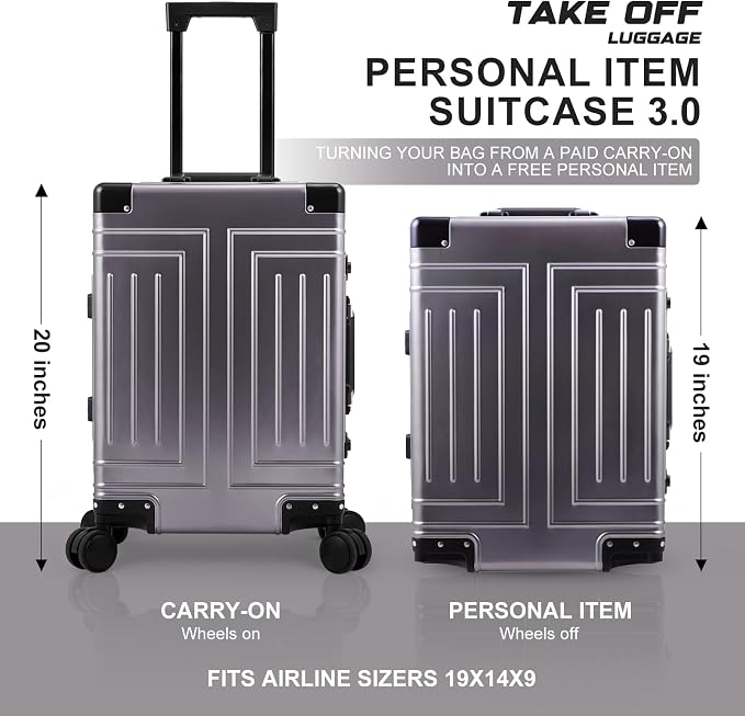All Aluminum Magnesium Carry On Luggage，Cut from Whole Aluminum Sheet，22x14x9 Airline Approved ，（3rd Generation，Premium Magnesium Metal zipperless suitcase ） (grey, 20inch) - Image 3