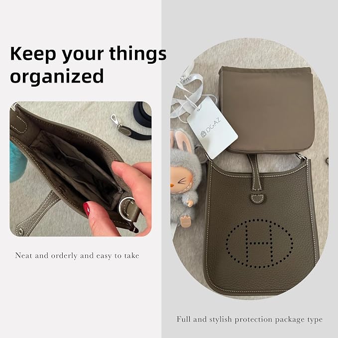 DGAZ Silky Purse Organizer Insert Fits Evelyne TPM/PM/GM/TGM Bags, Luxury Handbag & Tote Organizer, Simplicity bag organizer（Etoupe grey,TPM） - Image 8