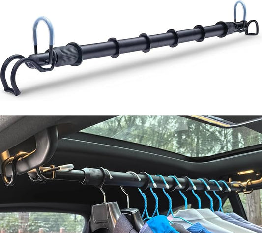 Heavy Duty Telescopic Car Clothes Hanger Bar - Adjustable 30''-66'' Garment Rack Travel Closet Hanging Rod for Vehicle Truck SUV RVs Extendable Metal Pole for Automobile Clothing Organizers & Storage by Idefair