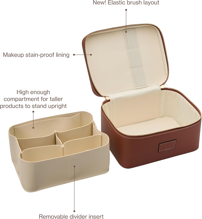 ETOILE - Vanity Case Ginger Brown - Stylish Travel Makeup Bag Organizer with Dividers - Image 5