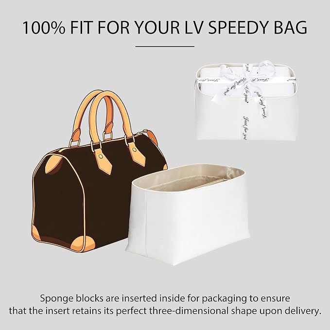 Purse Organizer Insert for LV Speedy 25 Handbags | Dupont Paper Speedy 25 Organizer Insert, Waterproof Lightweight Bag Insert with Bottle Holder, 12 Pockets, YKK Zipper - Image 5