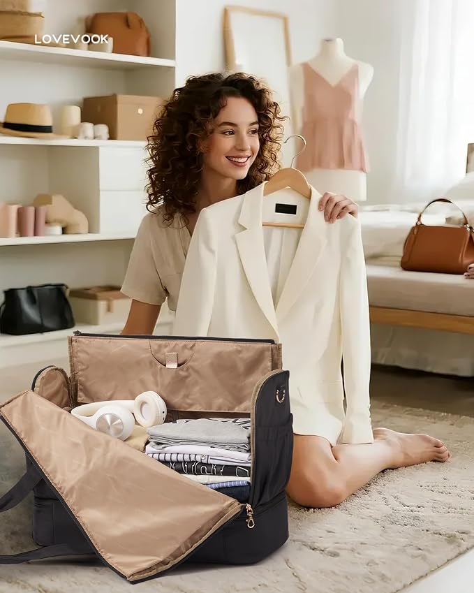 LOVEVOOK Garment Bags for Travel,Convertible Garment Bag for Women with Shoe Pouch,Carry on Duffel Bag with Toiletry Bag, 2 in 1 Hanging Suitcase Suit Bag,Waterproof Weekender Bags for Business Trip - Image 2