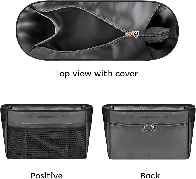 GIVLEFLY Purse Organizer Insert for Tote Bag, 12.99 Inch Satin Bag Organizer with Zipper Pocket, Multi Pocket Handbag Organizer - Image 8
