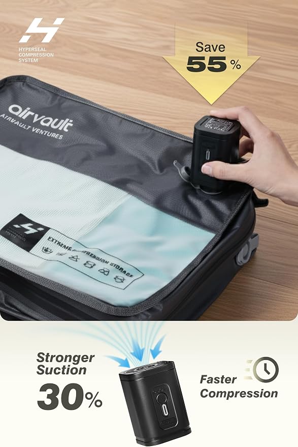 AirVault Reusable Vacuum Compression Travel Bag for Carry-On Suitcase and Backpack, Recycled IPX8 Waterproof Space Saver Vacpack (18L (21L (2-Pack)) - Image 2