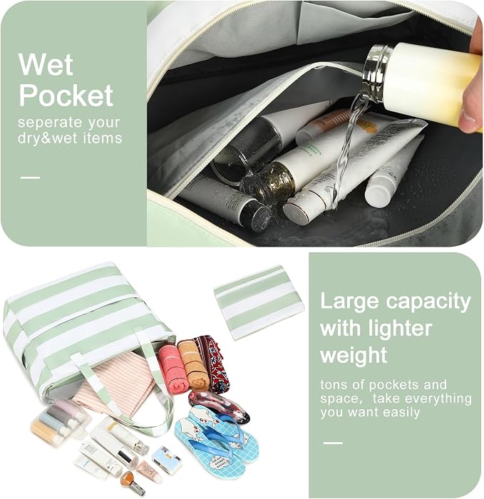 Bluboon Waterproof Beach Tote Pool Bags for Women Ladies Extra Large Carry On Bag With Wet Compartment for Weekender Travel - Image 5
