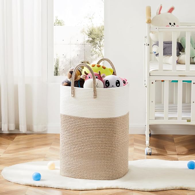 Artfeel Laundry Basket,Woven Cotton Rope Laundry Hamper,40L Versatile Storage for Dirty Clothes,Baby Toys,and Blankets in Bathroom, Nursery,and Living Room - Image 6