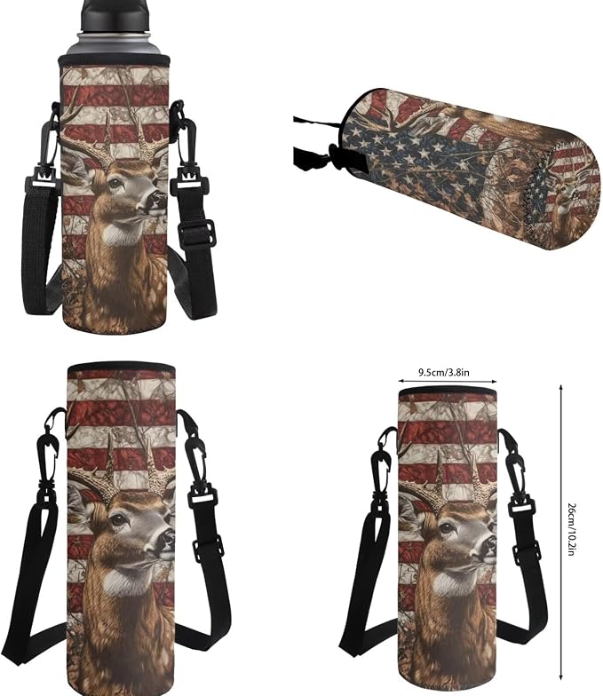 American Flag Backpack with Lunch Box Kids Girls 6-8/8-10 Hunting Deer Bookbags for 1st Grade and Lunch Bag Set Camo Elementary School Back Pack Lunchbox Pencil Case Water Bottle Holder - Image 7