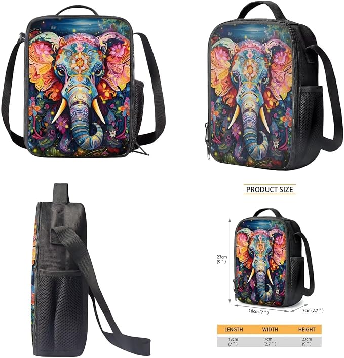 Aztec Tribal Elephant Print Backpack Set Large Capacity Schoolbag Lunch Box Pencil Case 17 Inch Travel Laptop Backpacks Lightweight Rucksack Casual Daypack for Hiking Camping - Image 4