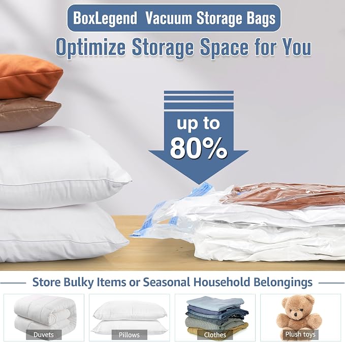 BoxLegend Vacuum Bag Vacuum Storage Bag Travel Vacuum Reusable Garment Bag for Clothing Duvets Bedding Pillow Wool Blankets - Image 9