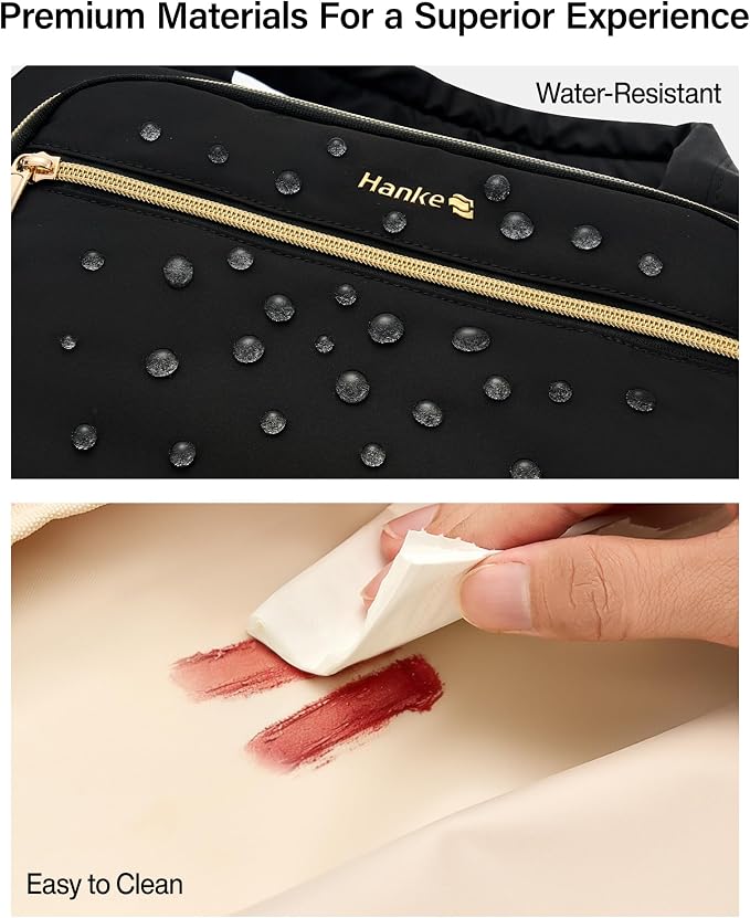 Hanke Hanging Travel Toiletry Bag for Women, Water-Resistant Makeup Organizer with Hook, Cosmetic Bag for Bathroom & Travel Essentials Accessories, Black - Image 7