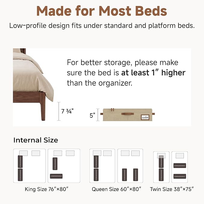 StorageWorks Under Bed Storage Containers with Handles and Label Holder, 2 Pack Ultra-thick Fabric Underbed Bins, Closet Organizer for Clothes, Blankets, Sweater - Image 6