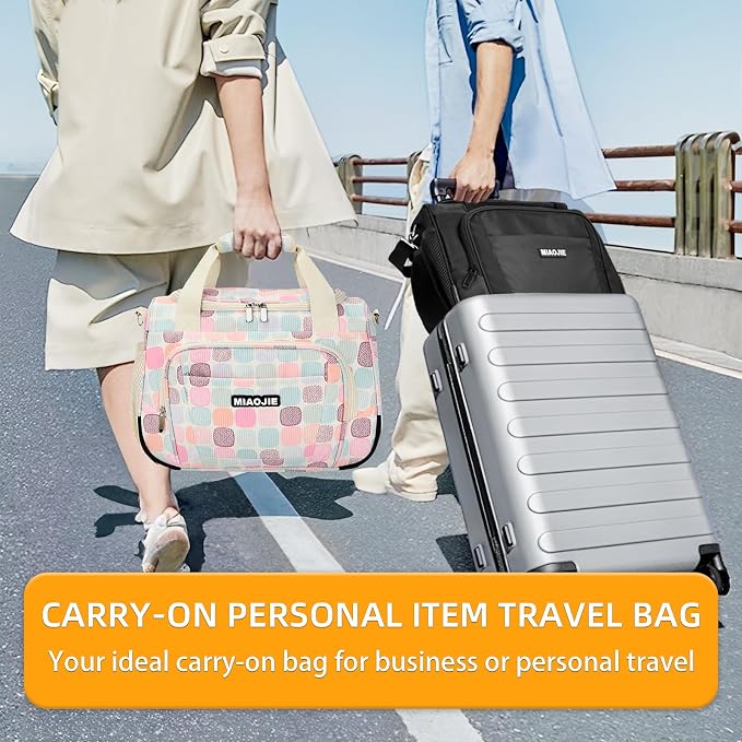 Underseat Carry On Luggage Lightweight Travel Tote Weekender Bag Overnight Duffle Bag for Travel, Travel Essentials Personal Item Travel Bag for Women, Corduroy Colorful Plaid-16Inch - Image 6